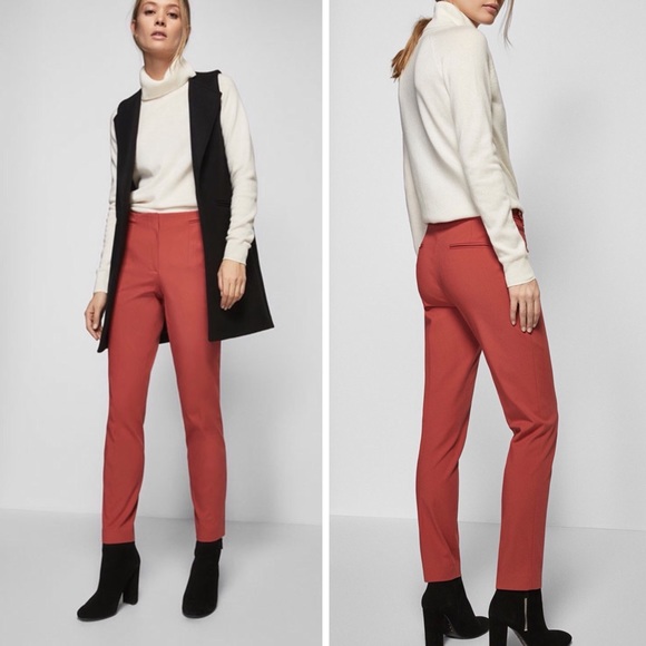 Massimo Dutti Coral Pink Chic Straight Leg Pants - Picture 1 of 8